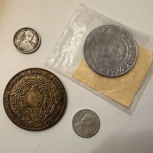 Coins Canada dime 1967 silver, French Indochina 1939, replica Continental Dollar